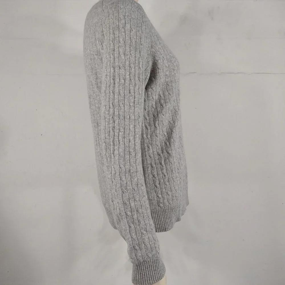 Charter Club gray 2-Ply 100% Cashmere cable knit pullover sweater ladies Medium - Picture 3 of 6